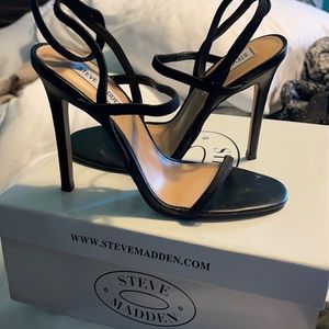 Steve Madden Black Strap Heels 6.5